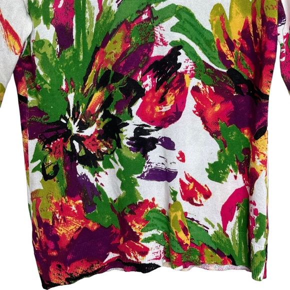 Peter Nygard Colorful Artsy Floral Abstract Cardigan Lightweight 1 Button Size M - Picture 10 of 11